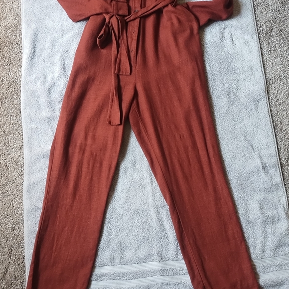 Rust Button-Up Jumpsuit - Picture 2 of 10